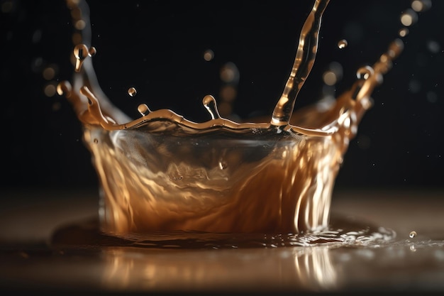 Un verre d'eau est versé dans une tasse.