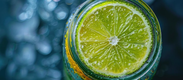 Un verre d'eau fraîche avec une tranche de chaux