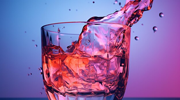 un verre d'eau glacée avec de la glace et du vin