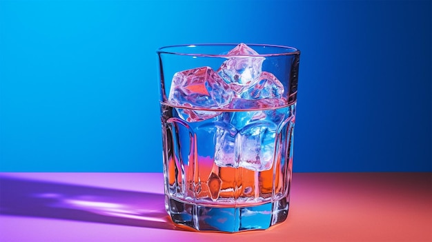 Photo un verre d'eau glacée avec de la glace et du vin