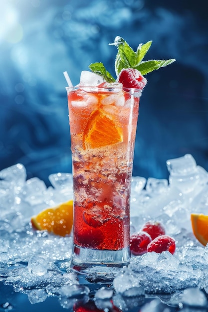 Un verre d'eau infusée de fruits sur la table