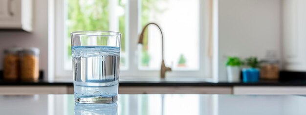 Photo un verre d'eau propre du robinet génératif ai froid