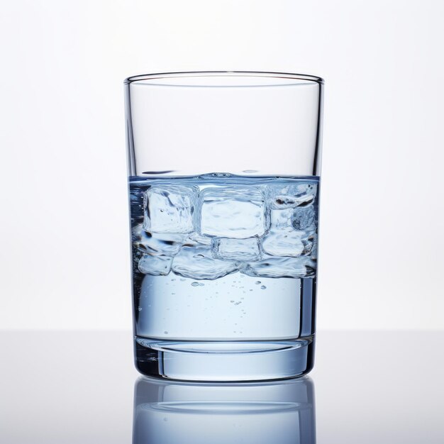 Photo un verre d'eau rafraîchissante avec de la glace sur un fond gris élégant