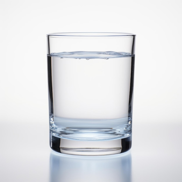 Verre d'eau simplifié et tranquille sur fond blanc