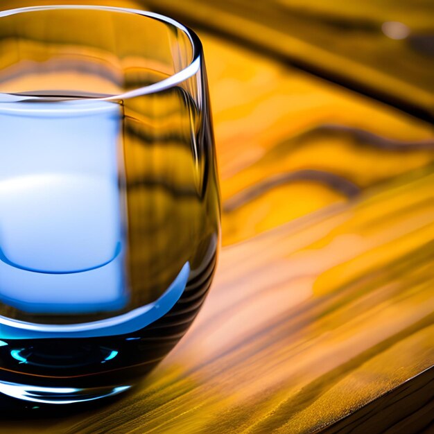 Un verre d&#39;eau sur une table en bois