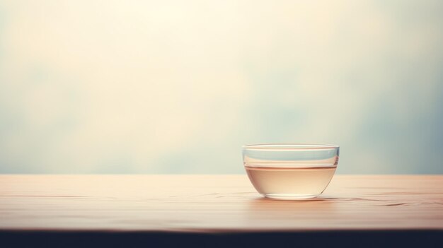 Un verre d'eau sur une table en bois.