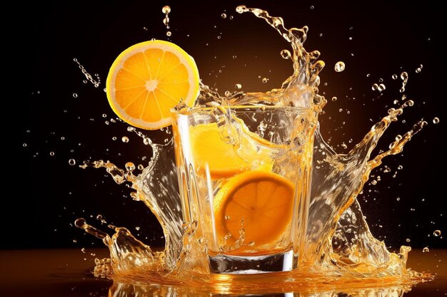 Un verre d'eau avec des tranches d'orange dedans