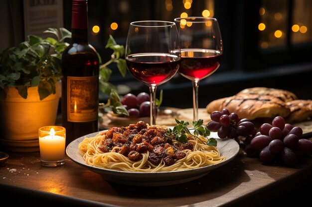 Verre d'élégance de vin rouge sur table en bois