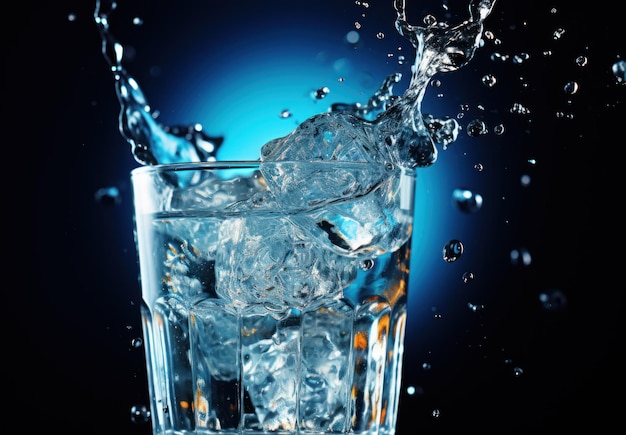 un verre est représenté alors que de l'eau est versée à l'intérieur