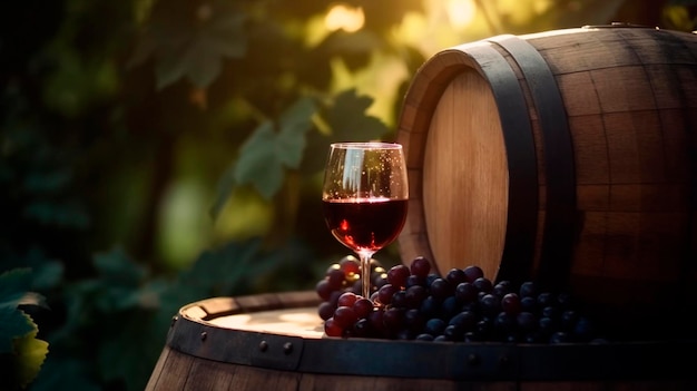 Verre de fond de concept de cave à vin dans les vignobles du jardin soft focus AI générative