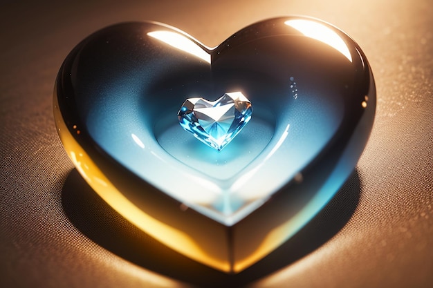 Photo verre en forme de coeur cristal effet spécial cristal clair beau fond d'écran