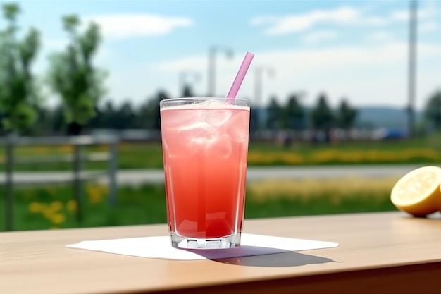 Un verre frais de limonade rose aux fraises