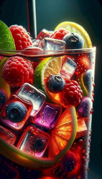 Photo un verre de glace aux fruits avec des glaçons