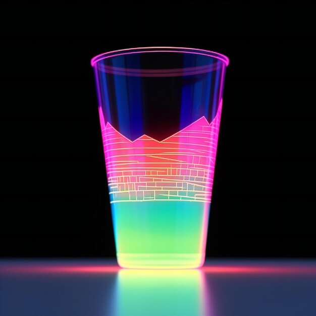 Un verre avec un graphique sur un fond noir