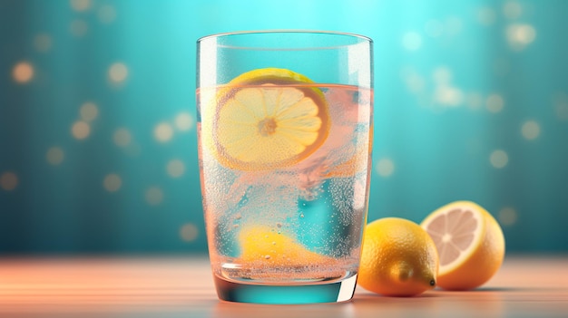 Verre d'illustration de limonade avec une toile de fond pastel AI générative