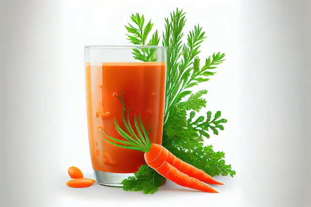Verre de jus de carotte et de légumes frais jus délicieux frais