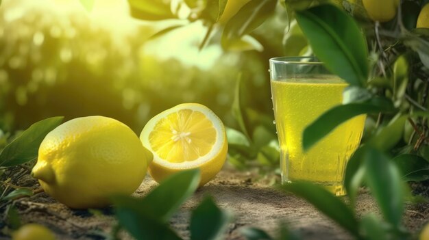 Un verre de jus de citron à côté d'un verre de jus de citron.