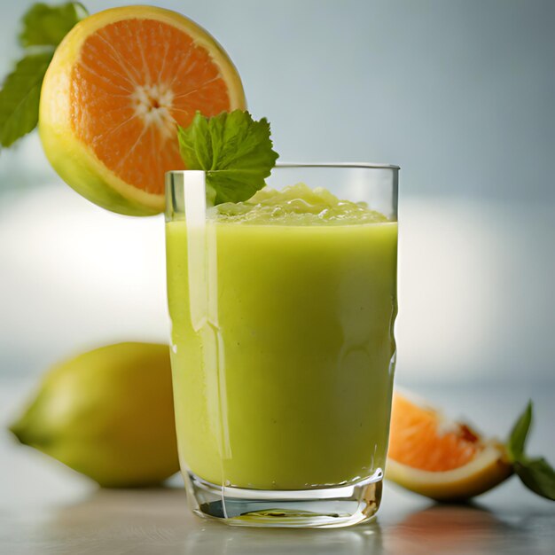 Photo un verre de jus de citron vert à côté d'un verre de juice de citron