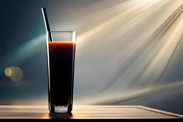 un verre de jus est posé sur un livre avec une paille dedans.