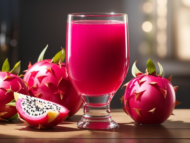 Un verre de jus de fruit de dragon rafraîchissant