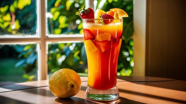 Un verre de jus de fruits frais