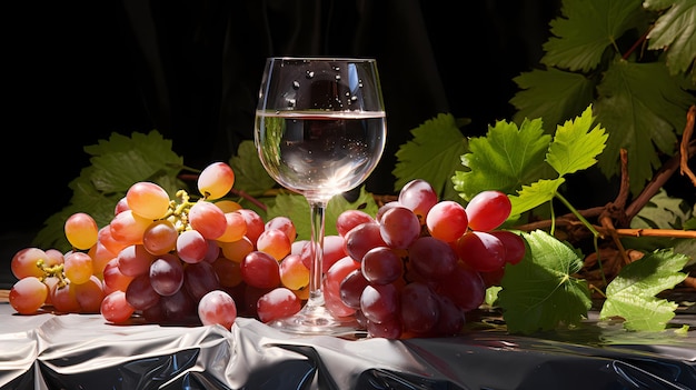 un verre de jus isolé sur un fond propre avec des fruits allongés autour