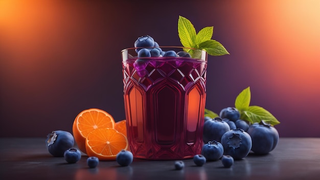 Verre de jus de myrtille