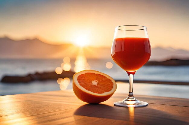 Un verre de jus d'orange à côté d'un verre de jus d'orange.