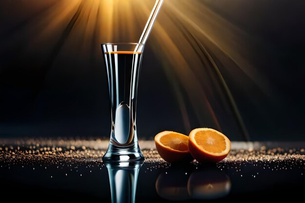 Un verre de jus d'orange avec une cuillère dedans