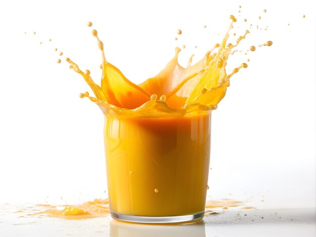 un verre de jus d'orange avec du jus d'oranger dedans