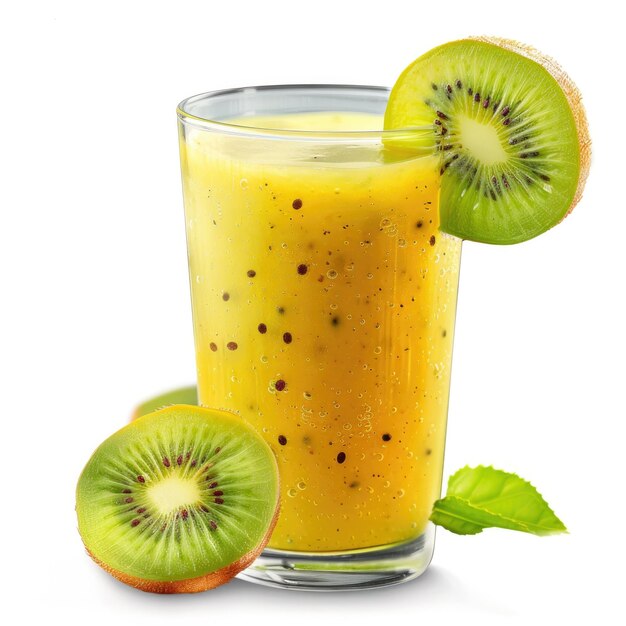 Photo un verre de jus d'orange avec du kiwi et des kiwis