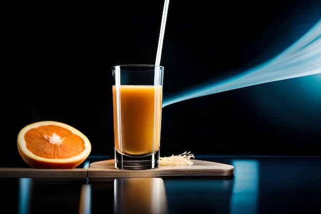 un verre de jus d'orange est versé dans un verre.