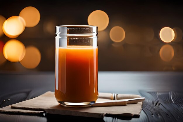 Photo un verre de jus d'orange avec une lumière sur le fond.