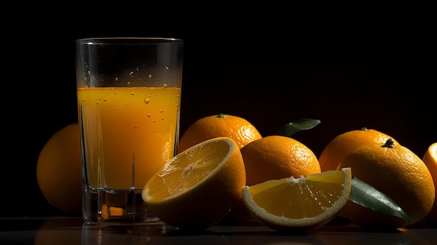 Un verre de jus d'orange avec le mot orange dessus