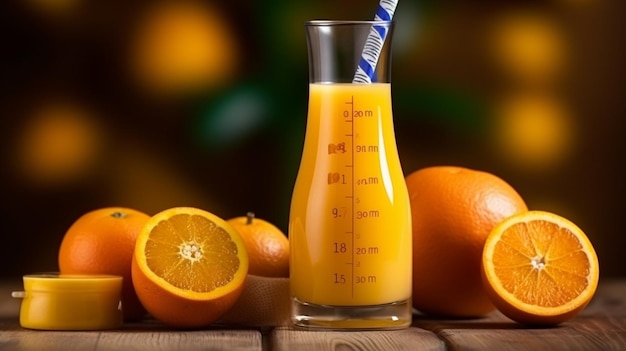 Un verre de jus d'orange avec le mot orange dessus