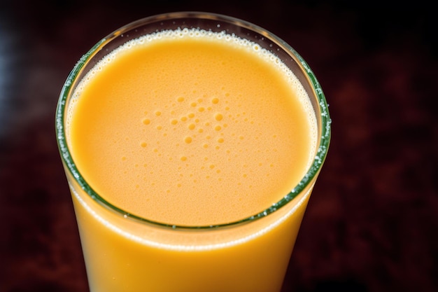 Un verre de jus d'orange avec le mot orange dessus