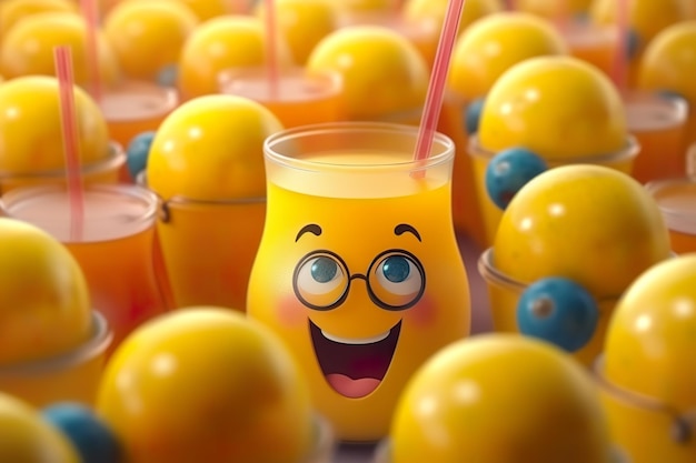 Un verre de jus d'orange avec une paille qui dit " happy orange ".