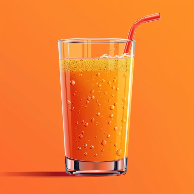 Un verre de jus d'orange avec de la paille