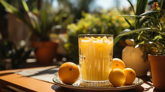 Un verre de jus d'orange sur la table