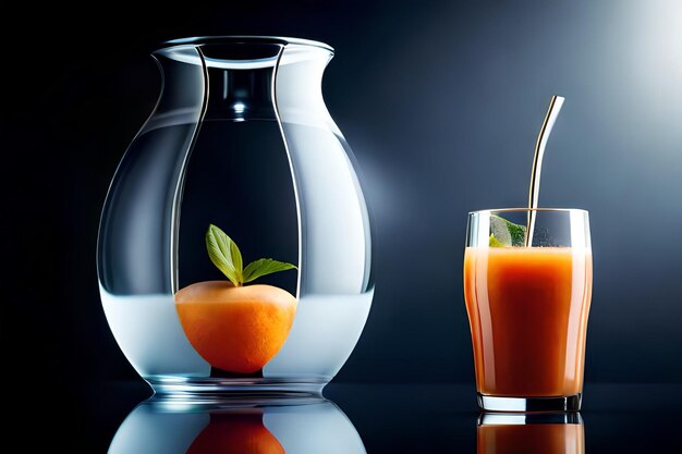 un verre de jus d'orange et un verre de Jus d'orage.