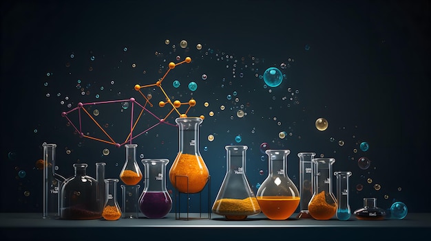 Verre de laboratoire avec liquides IA générative