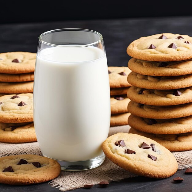 un verre de lait et des biscuits