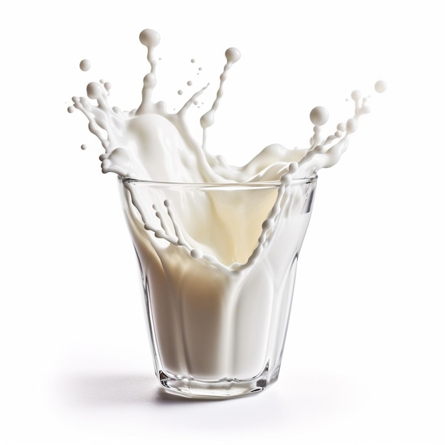 Un verre de lait est rempli de lait.