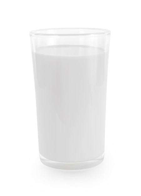 un verre de lait sur fond blanc