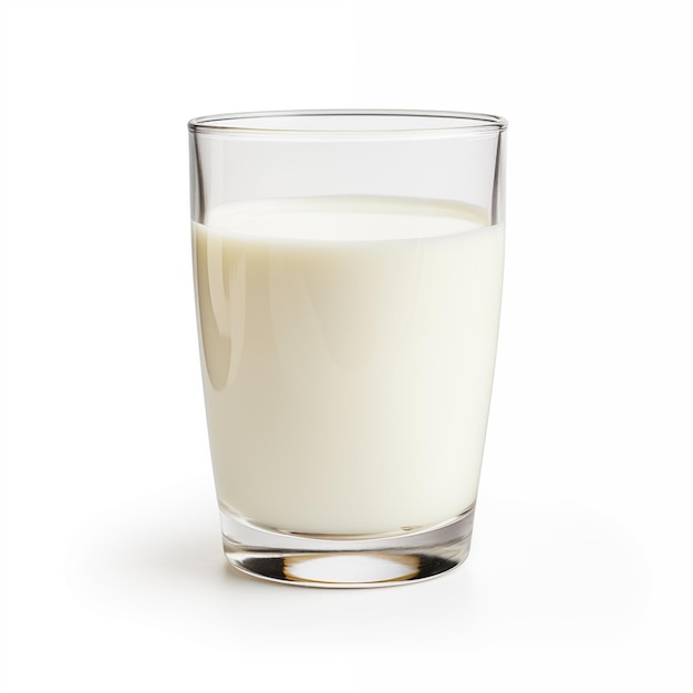 Un verre de lait sur fond blanc