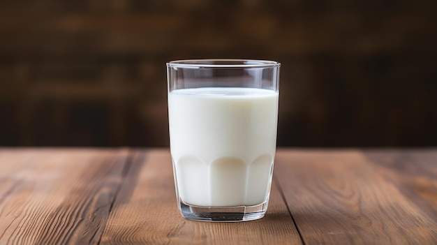 Un verre de lait sur un fond en bois