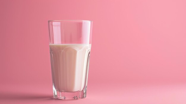 Photo un verre de lait sur un fond rose boisson laitière simplicité