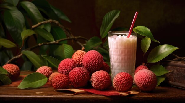 Un verre de lait avec une paille et une paille