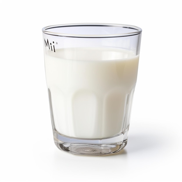 Un verre de lait avec un peu de lait sur fond blanc