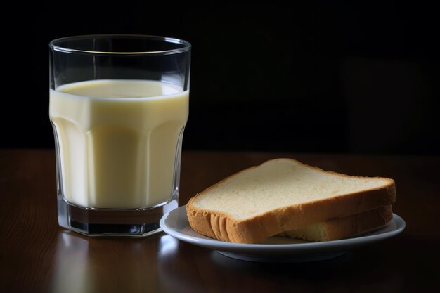 Verre de lait et tranche de pain grillé au beurre Journée mondiale du lait AI générative